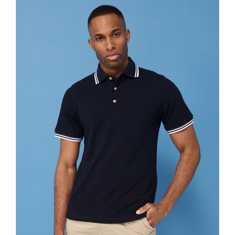 Henbury Contrast Double Tipped Cotton Piqué Polo Shirt Thumbnail