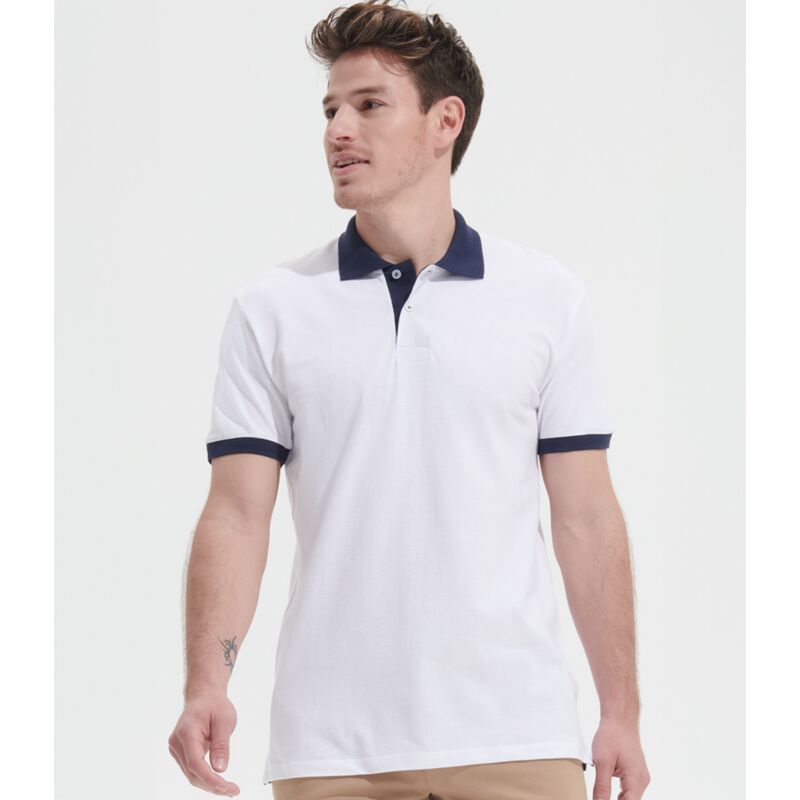 SOL'S Prince Contrast Cotton Piqué Polo Shirt Thumbnail