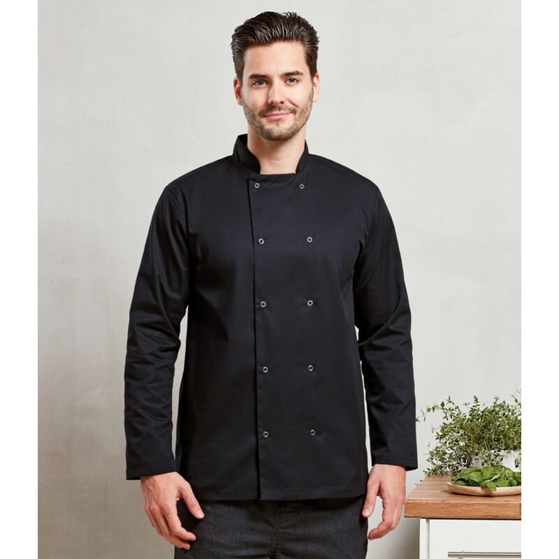 Premier Unisex Long Sleeve Stud Front Chef's Jacket Thumbnail
