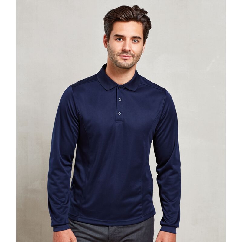 Premier Long Sleeve Coolchecker® Piqué Polo Shirt Thumbnail